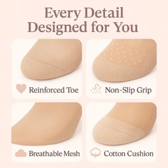 Women&rsquo;s 3- Pack Non-Slip Sheer Ankle Socks &ndash; Breathable Nylon with Cushioned Cotton Sole image {1}