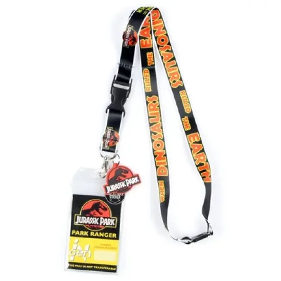 Jurassic Park Park Ranger Breakaway Lanyard Clear ID Badge Holder Keychain image {3}