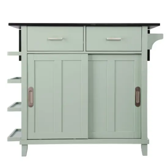 Thall Freestanding Kitchen Island Mint Green/Black - Aiden Lane image {2}