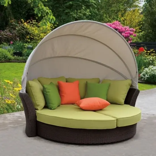 Courtyard Casual Green Eclipse Outdoor Expandable Oval Daybed with Canopy image {1}