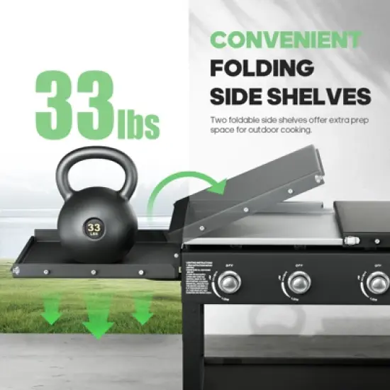 SKONYON 4-Burner Gas Grill  60000 BTU Propane Griddle with Side Board image {4}