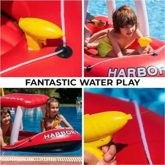 Zone Tech Inflatable Fire Boat for Kids with Water Squirter Toy Fire Rescue Theme image {4}