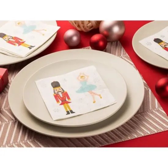 Juvale 100-Pack Nutcracker Princess Disposable Paper Cocktail Napkins, Christmas Holiday Party Supplies image {2}