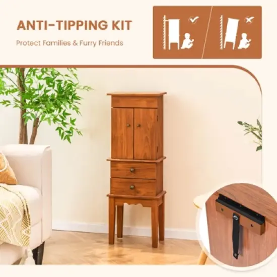 Costway Vintage Jewelry Armoire Cabinet Chest Big Storage Box Organizer with Drawers & Mirror image {8}