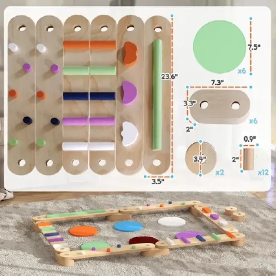 Dexmalle Kids Wooden Balance Board with Stepping Stones image {8}