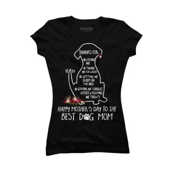 Junior's Design By Humans Happy Mothers Day Best Dog Mom Thanks By MiuMiuShop T-Shirt image {2}