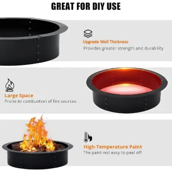 36-Inch Pit Ring, Interlocking Steel Panels with Air Vents, Enhanced Ventilation System Versatile Above for Backyard, Patio, Garden,Holiday Party image {6}