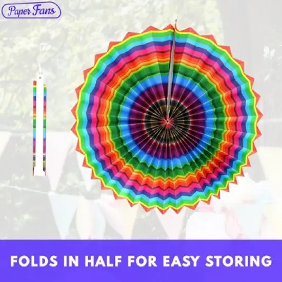 Big Mo's Toys Paper Fans - Pink, Green and Blue image {4}
