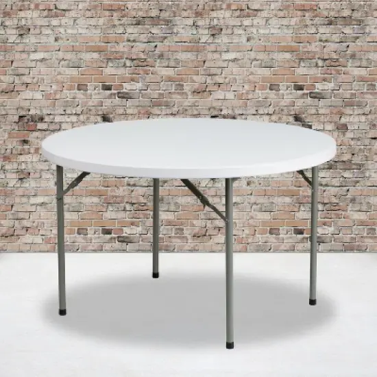 Flash Furniture 4-Foot Round Granite White Plastic Folding Table image {1}