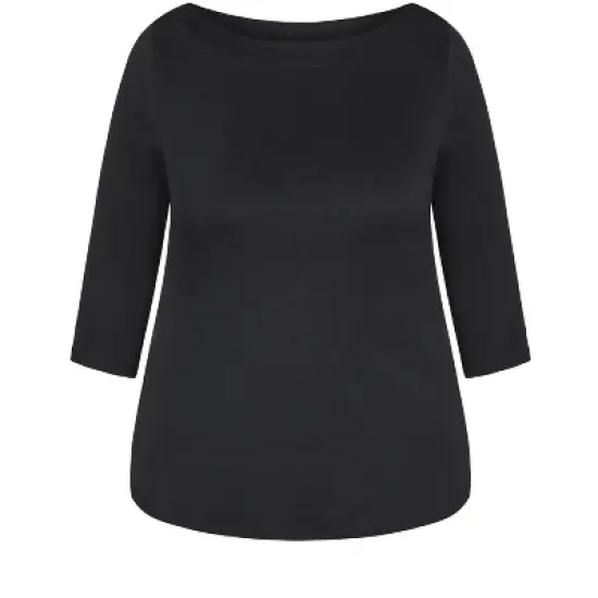 Women's Plus Size Boat Neck Top - black | AVENUE image {2}