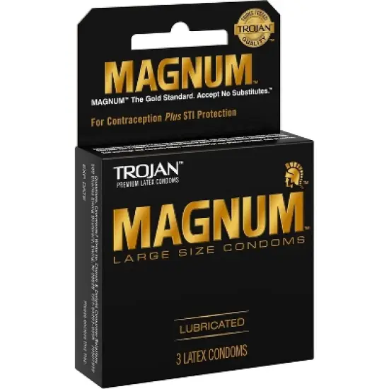 Trojan Magnum Large Size Lubricated Latex Condoms, 3 Count image {1}