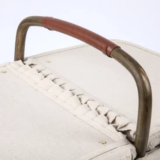 Natural Canvas Picnic Basket - Picnic Time: Wicker, Off-White, Easy-Close Fastener, Solid Pattern, 17.5" x 15" x 10" image {9}