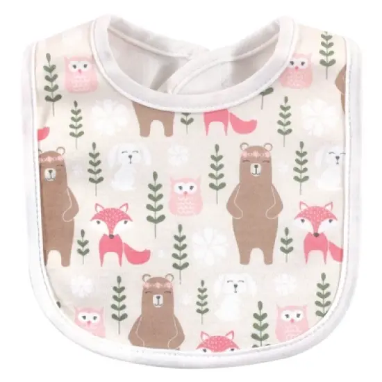 Hudson Baby Infant Girl Cotton Bib and Headband Set 5pk, Miss Fox, One Size image {1}