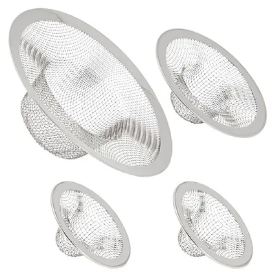 Juvale Juvale 4-Pack Stainless Steel Kitchen Sink Drain Strainer, Mesh Screen Drainer and Hair Catcher (4.3", 2.8" and 2.1") image {8}