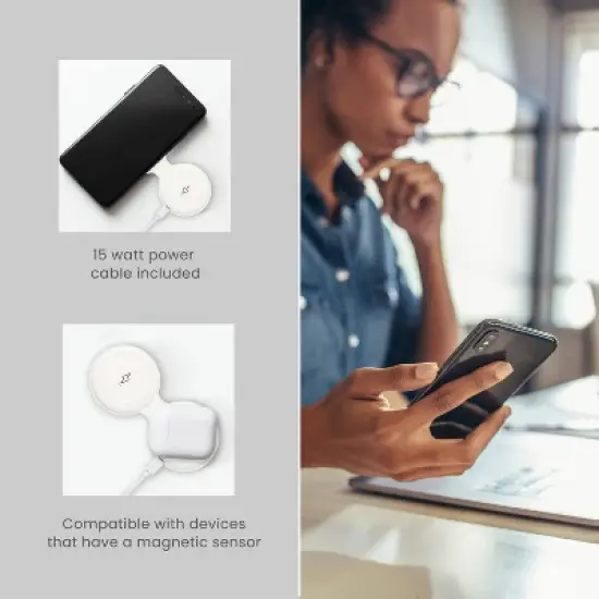 Travel Smart 2 Device Magnetic 15W Wireless Charger: Magnetic Mount, Cord Length 3 ft image {2}