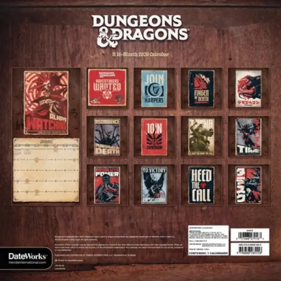 Trends International 2026 Dungeons and Dragons Classic 12"x12" Wall Calendar image {3}