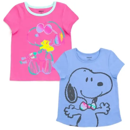 PEANUTS Woodstock Snoopy Girls 2 Pack T-Shirts Little Kid to Big Kid image {7}