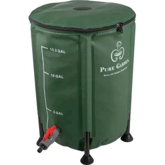 Pure Garden 13.2gal Collapsible Portable Rain Barrel: 50L Capacity, PVC, Corrosion-Resistant, Easy Setup image {10}