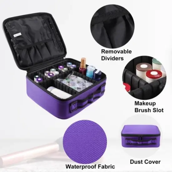 Unique Bargains Makeup Bag Organizer with Adjustable Removable Dividers for Cosmetics Makeup Brushes 1Pcs image {1}