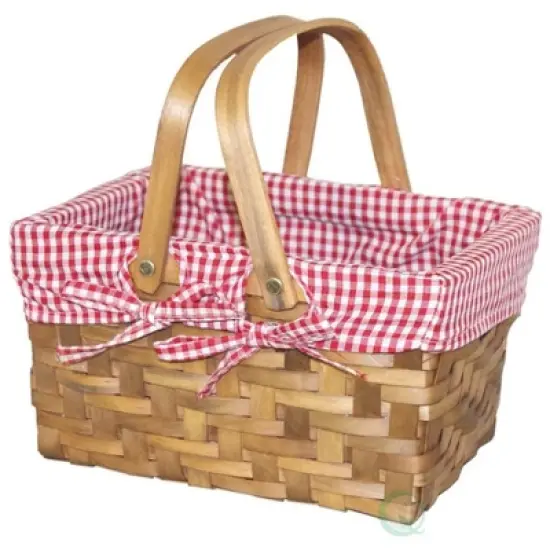 Vintiquewise Small Rectangular Basket Lined with Gingham Lining image {7}