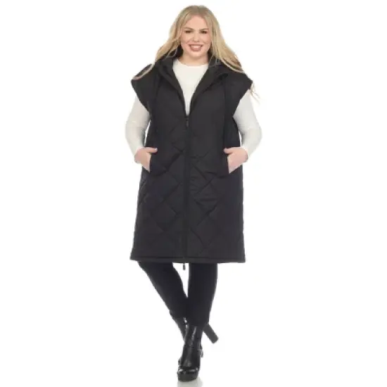 Plus Size Diamond Quilted Hooded Puffer Vest-White Mark image {5}
