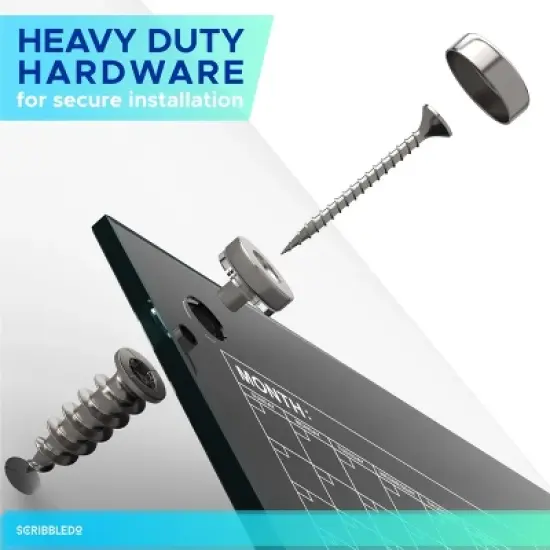 SCRIBBLEDO Yearly Black Wall Calendar Glass Dry Erase Board 34"x46"  Magnetic Glass Whiteboard Planner for Home Office & Classroom image {3}