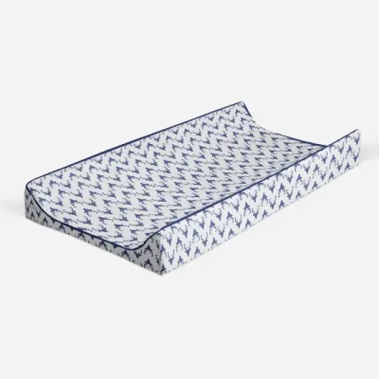 Bacati - Noah Navy Buck Quilted Muslin Changing Pad Cover image {6}