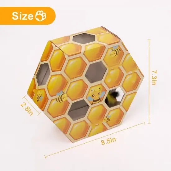 Allforpaws Interactive Cat Toy Peek'A'Pounce Fuzzy Hive Cat Toy, Yellow image {5}