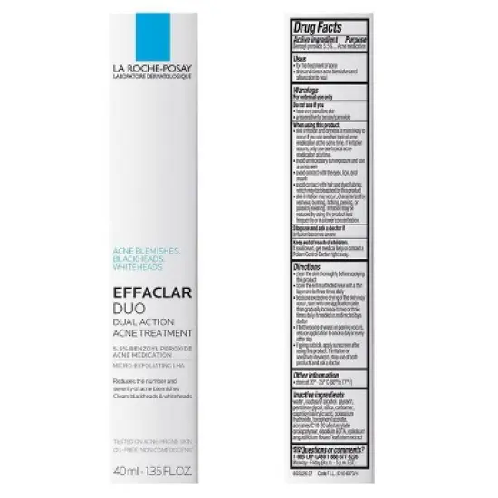 La Roche Posay Effaclar Duo Acne Treatment with Benzoyl Peroxide, Dual Action Acne Spot Treatment - 1.35 fl oz​ image {2}