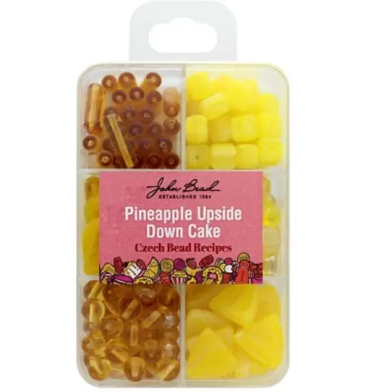John Bead Recipe Box Mixed Glass Beads Pineapple Upside Down Cake, 110g image {1}