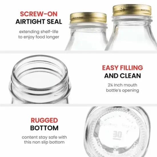 Bormioli Rocco Quattro Stagioni Bottles - 33.75 Oz Glass Jars with Airtight Twist Lids for Pantry Storage - Made in Italy (Set of 2) image {5}