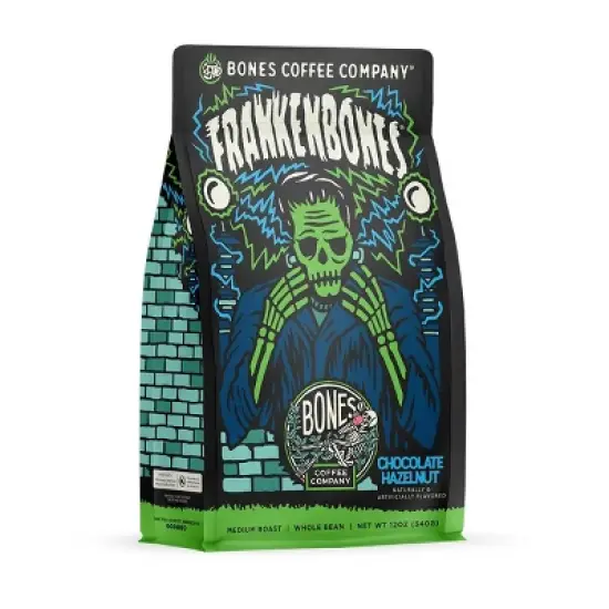 Bones Coffee Company Frankenbones, Chocolate Hazelnut Flavor 12 oz (Whole Bean) image {3}
