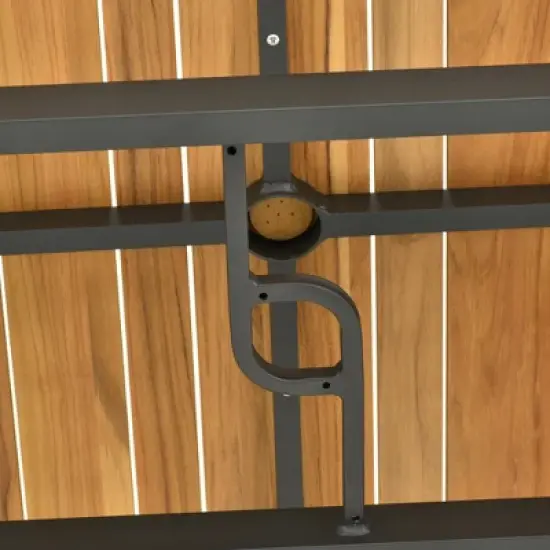 Decksplore 4/6 Person Rectangular Outdoor Dining Set, Teak Outdoor Dining Set with Rectangular Table & Umbrella Hole Non-Extension image {4}