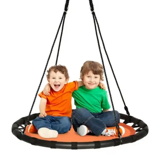 Costway 40'' Flying Saucer Round Tree Swing Kids Play Set w/ Adjustable Ropes Outdoor image {12}