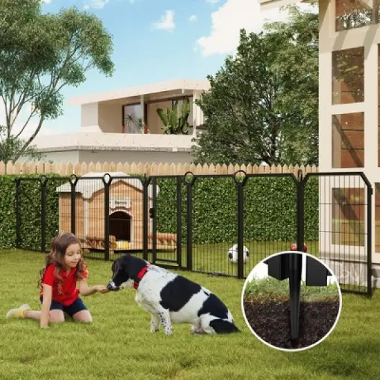 Dog Playpen for Yard, 24/32/40 Inch Metal Dog Fence 8/12/16 Panels for Large/Medium/Small Dogs Indoor & Outdoor image {4}