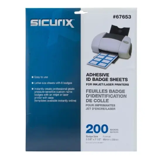 SICURIX Adhesive Badges, Blue Border, Pack of 200 image {3}