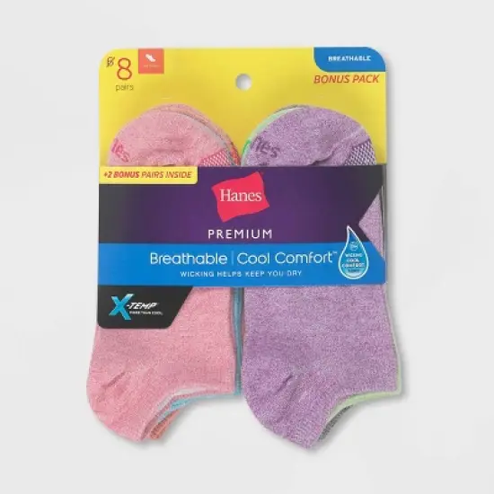 Hanes Premium Women's Cool Comfort Lightweight 6+2 Bonus Pack No Show Socks - 5-9 image {1}