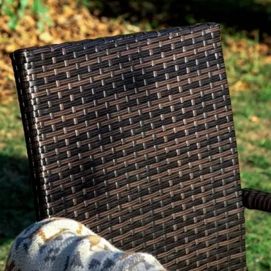 3pc Patio Dining Set with 22" Square Metal Table with Umbrella Hole & 2 Rattan Chairs - Black - Captiva Designs image {5}