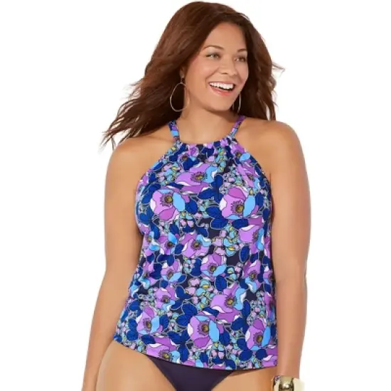 Swimsuits for All Women&rsquo;s Plus Size High Neck Tankini Top image {1}
