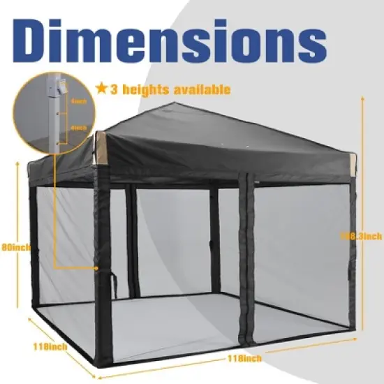 Aoodor 10' x 10' Pop Up Canopy Tent with Removable Mesh Sidewalls, Portable Instant Shade Canopy with Roller Bag image {1}
