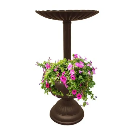 Ornate Cast Aluminum 35" Bird Bath with Planter - Oakland image {4}