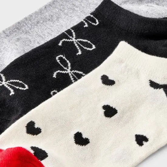 Women's Bows & Polka Dots 3pk Low Cut Socks - A New Day&trade; Black/Ivory/Red 4-10 image {2}