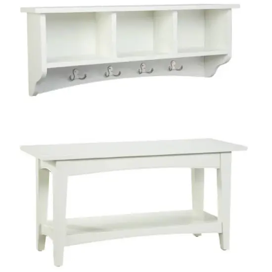 Shaker Cottage Storage Coat Hook with Bench Set - Alaterre Furniture image {6}