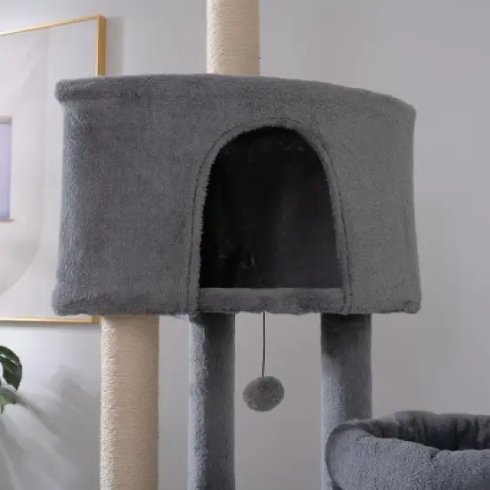 Multi-Level Cat Tree, Cat Tower with Scratching Post, Condo, and Extended Platform for Cats to Play and Sleep image {7}