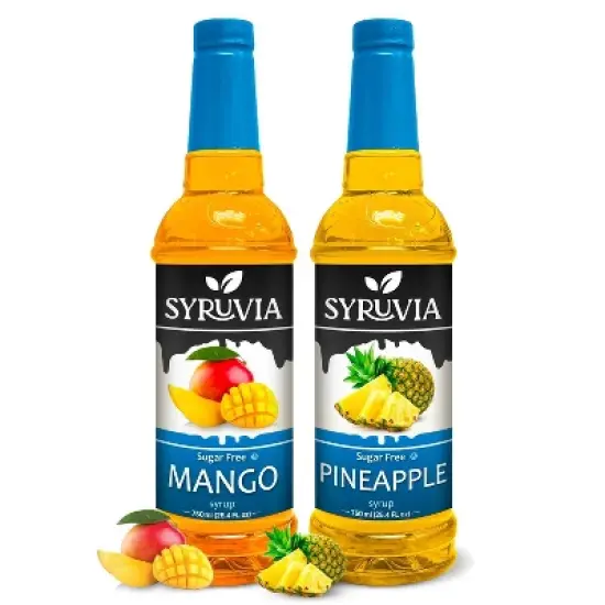Syruvia Sugar Free Coffee Flavors Variety Pack: Mango & Pineapple 25.4 fl oz Syrup image {8}