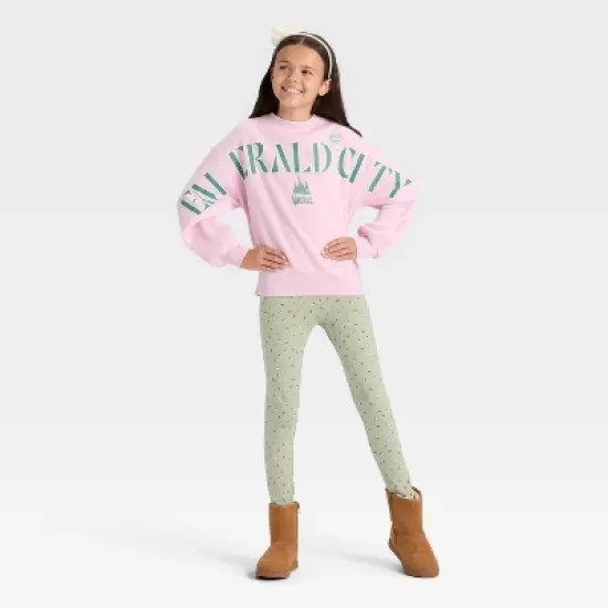 Girls' Wicked Emerald City Fleece Crewneck Graphic Sweatshirt - Light Pink image {3}