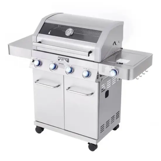4-Burner Propane Stainless Steel Gas Grill with ClearView Lid Model 41847NG - Monument Grills image {1}