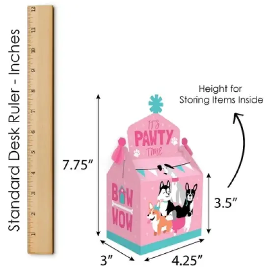 Big Dot of Happiness Pawty Like a Puppy Girl - Treat Box Party Favors - Pink Dog Baby Shower or Birthday Party Goodie Gable Boxes - Set of 12 image {6}