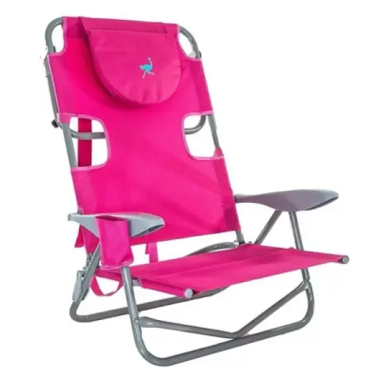 Ostrich On-Your-Back Outdoor Lounge 5-Position Reclining Beach Lake Chair and Ladies Comfort On-Your-Back Backpack Beach Chair, Pink image {5}