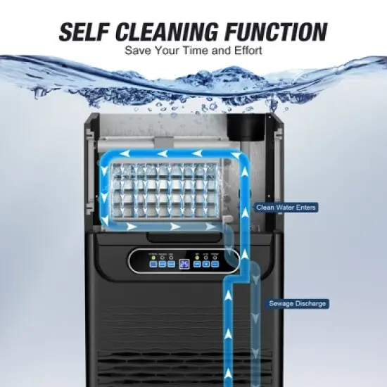 RAPSUAR 13.5in 80 lbs./24H Built-in/Freestanding Commercial Ice Maker With LCD Panel image {9}